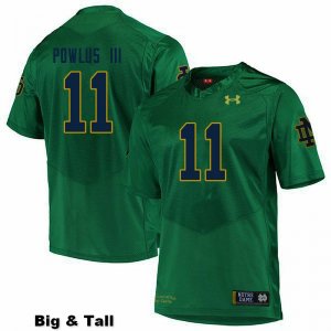 Notre Dame Fighting Irish Men's Ron Powlus III #11 Green Under Armour Authentic Stitched Big & Tall College NCAA Football Jersey HJN8599GV